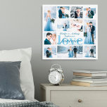 Wedding LOVE FOREVER Photo Collage Custom Color Canvas Print<br><div class="desc">Create a commemorative keepsake photo collage canvas print for the newlyweds with 11 of your favorite wedding and couple pictures or images. The design features the title LOVE FOREVER and personalized with the bride and groom's names and wedding date in an editable dusty blue color against a suggested white background...</div>