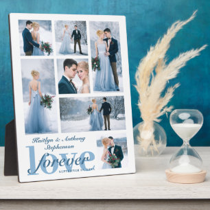 Wedding LOVE FOREVER Photo Collage Custom Color Plaque