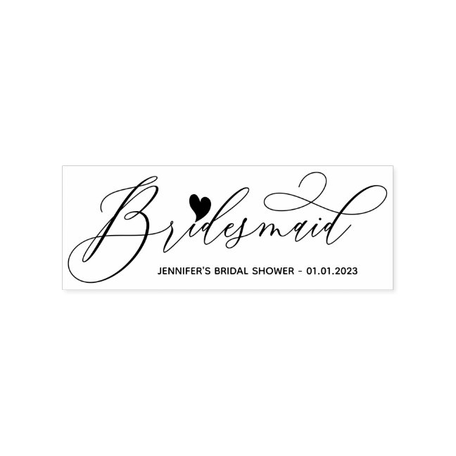 Wedding Love Heart Script Bridal Shower Rubber Stamp
