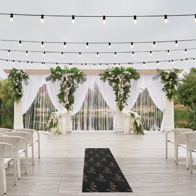 Wedding Love in Elegant Script Black Wedding Outdoor Rug (Insitu (Wedding 1))