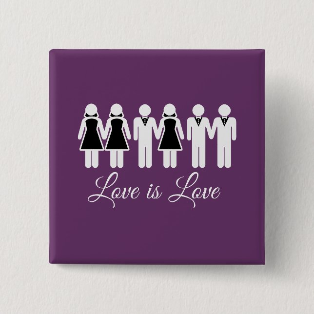 WEDDING LOVE IS LOVE PINBACK BUTTON (Front)