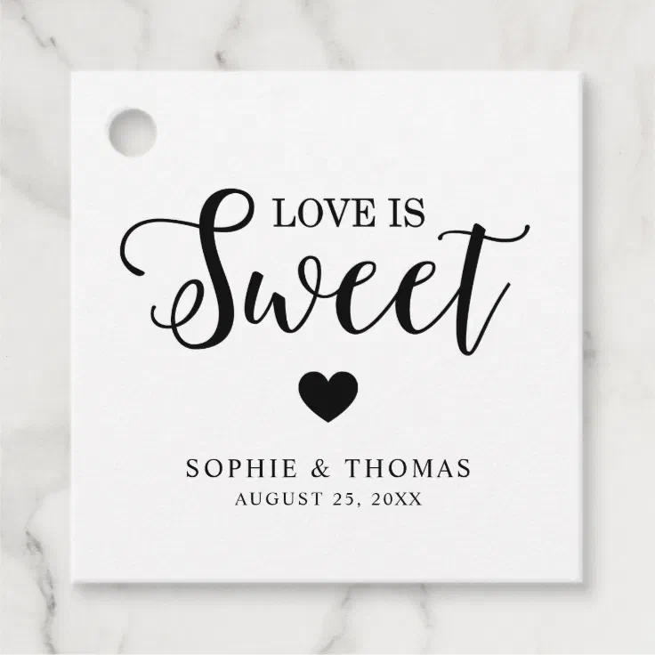 Set of 60 Tags Love is Sweet Enjoy a Treat favor Tags Love is Sweet Tags Anniversary Tags Favor Tags Wedding Favor Tags 