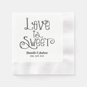 Wedding Love is Sweet Handwritten Monogram Paper Napkins