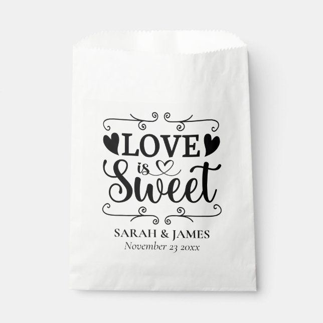 Wedding Love is Sweet Hearts Favor Bags (Front)