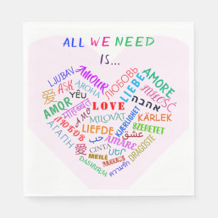 Wedding LOVE Napkins Multi Language Customizable