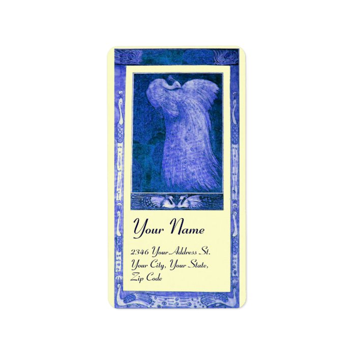 WEDDING LOVE PEACOCK , blue cream Address Label