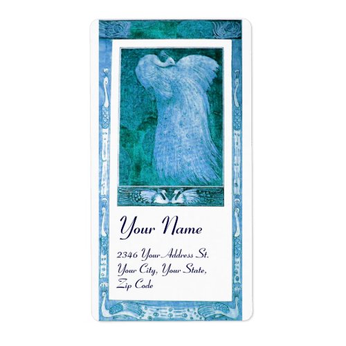 WEDDING LOVE PEACOCK  blue turquase white Label