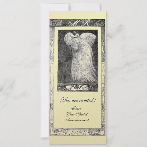 WEDDING LOVE PEACOCK MONOGRAM black white Invitation