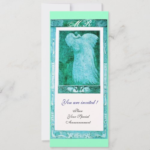 WEDDING LOVE PEACOCK MONOGRAM blue white Invitation