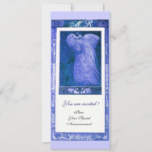 WEDDING LOVE PEACOCK MONOGRAM blue white Invitation