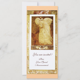 WEDDING LOVE PEACOCK MONOGRAM ,brown white pink Invitation