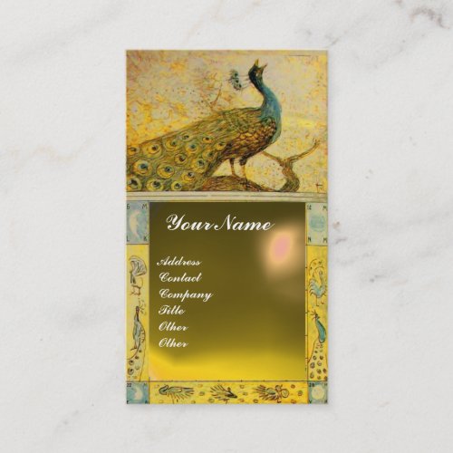 WEDDING LOVE PEACOCK MONOGRAM brown yellow topaz Business Card