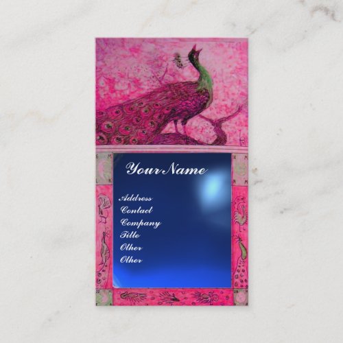 WEDDING LOVE PEACOCK MONOGRAM pink  blue sapphire Business Card