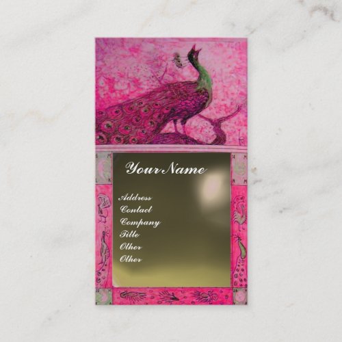 WEDDING LOVE PEACOCK MONOGRAM pink grey agate Business Card