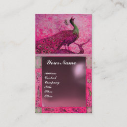 WEDDING LOVE PEACOCK MONOGRAM pink purple amethyst Business Card