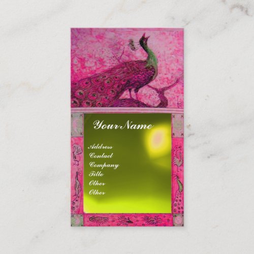 WEDDING LOVE PEACOCK MONOGRAM pink yellow topaz Business Card