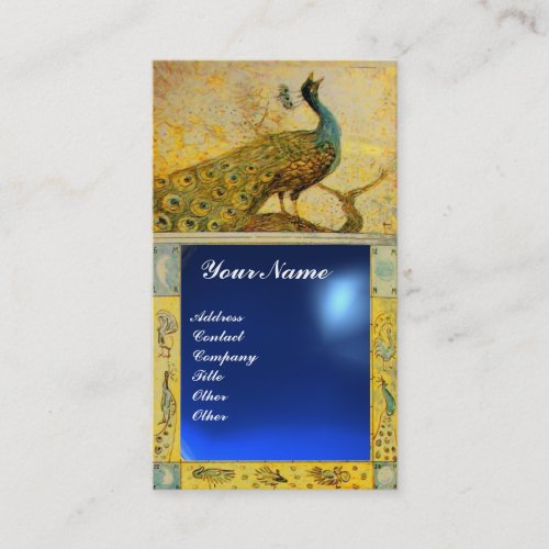 WEDDING LOVE PEACOCK MONOGRAM yellow blue sapphire Business Card