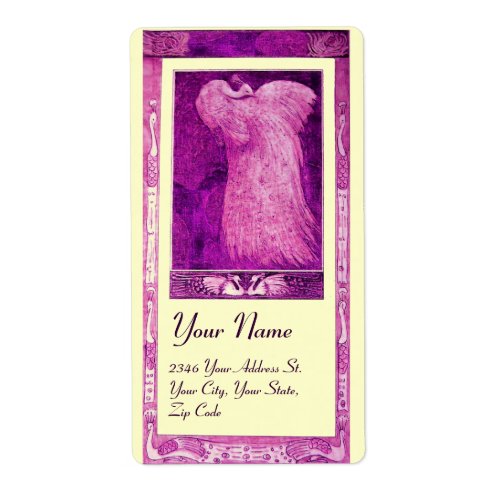 WEDDING LOVE PEACOCK pink purple violet cream Label