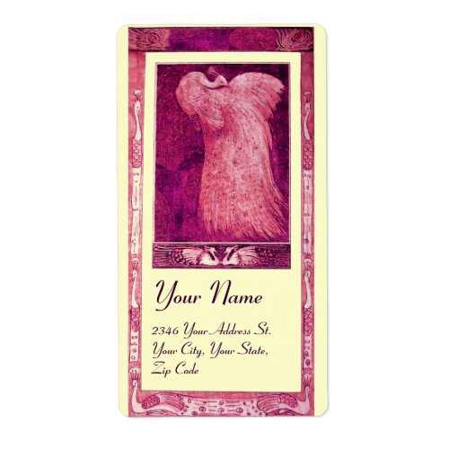 WEDDING LOVE PEACOCK pink red violet cream Label