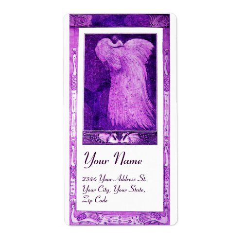 WEDDING LOVE PEACOCK  purple violet white Label