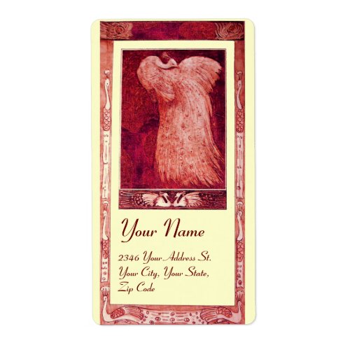 WEDDING LOVE PEACOCK red and white cream Label