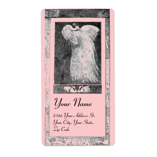 WEDDING LOVE PEACOCKS ,black and white pink Label (Front)