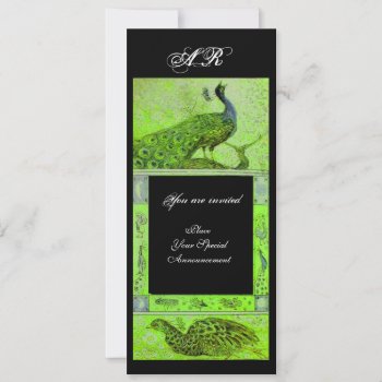 Wedding Love Peacocks Monogram Green Black Invitation by bulgan_lumini at Zazzle