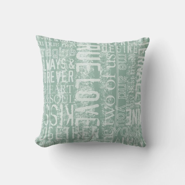 Wedding love phrase words decorative pillow (Front)