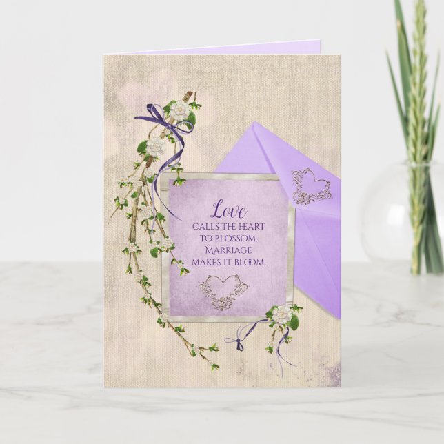 Wedding Love Quote with Floral Branch Card (Front)