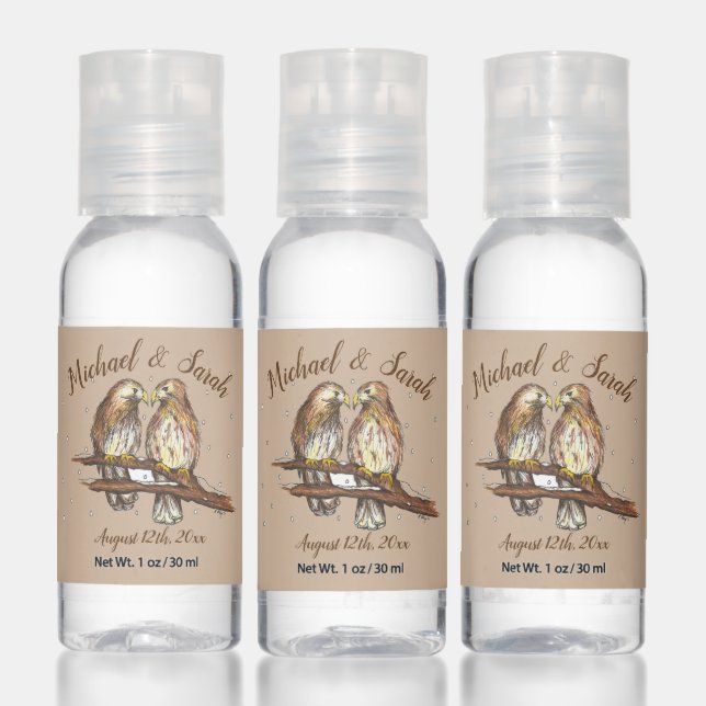 Wedding Love Red Tailed Hawks Lovebirds Snow Hand Sanitizer (Set)