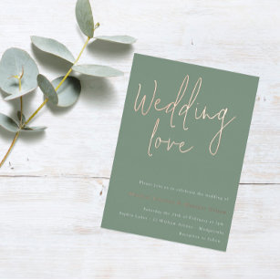 Wedding love: Sage Green & Rose Gold Wedding Foil Invitation