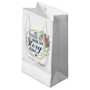Wedding love story engagement party customizable small gift bag