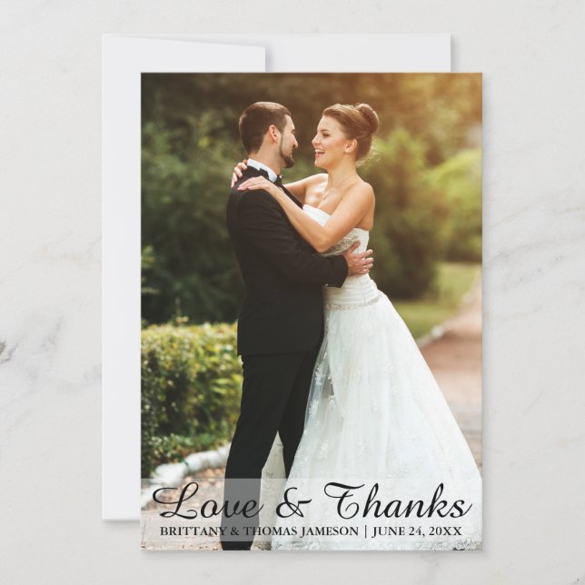 Wedding Love & Thanks Bride & Groom Photo Card (Front)
