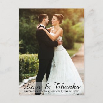 Wedding Love & Thanks Bride & Groom Photo Postcard by HappyMemoriesPaperCo at Zazzle