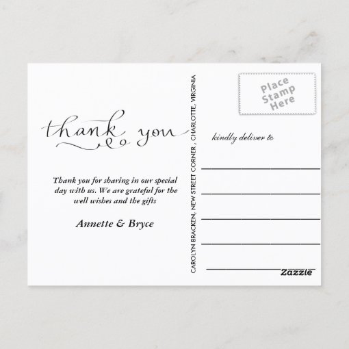 Wedding Love And Thanks Script Three Photos Postcard Zazzle