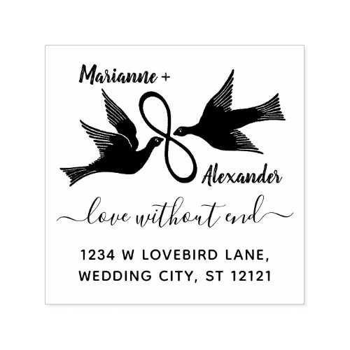 Wedding Lovebirds Infinity  Return Address Custom Self_inking Stamp