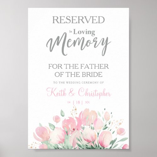 Wedding Loving Memory Reserved Seat Floral Wreath Poster