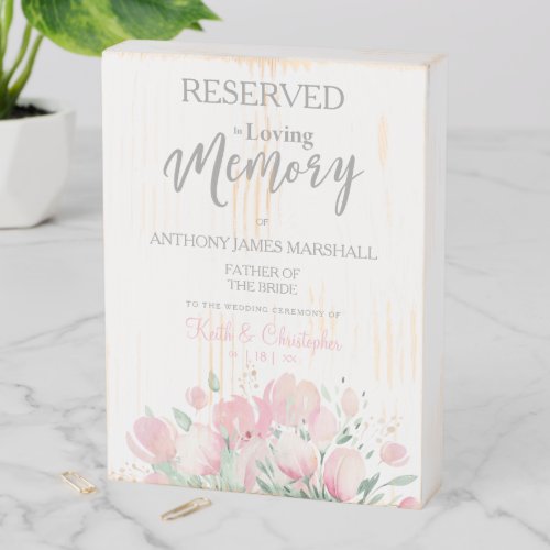 Wedding Loving Memory Reserved Seat Floral Wreath Wooden Box Sign