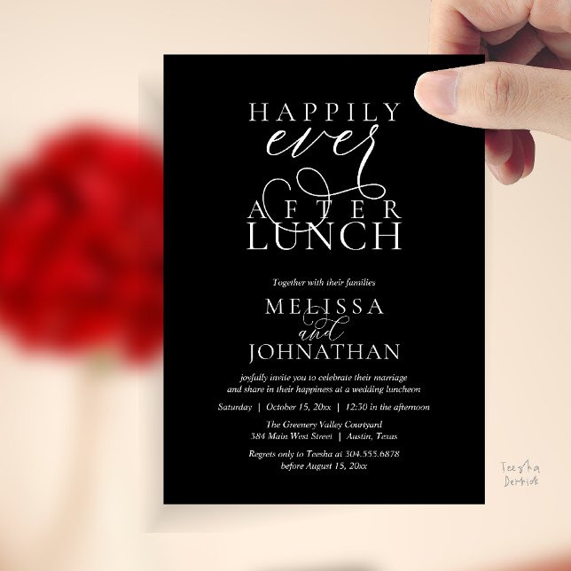 Wedding Lunch Invites, Elegant Happily Ever After Invitation (Wedding Lunch Invites, Elegant Happily Ever After Invitation Card in Black and White)