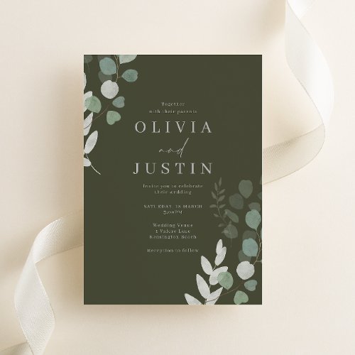 Wedding Luxury Divine Olive Greenery Wedding Invitation