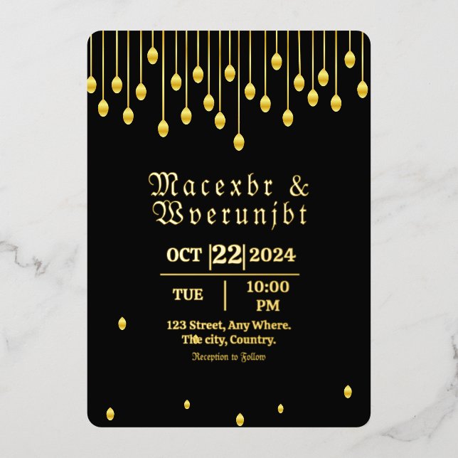 Wedding Luxury Invitation Gold Foil Template (Front)