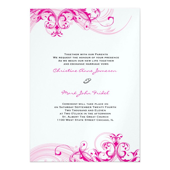 Wedding Magenta Scroll Invite W1201