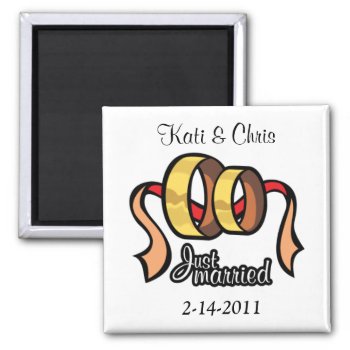 Wedding Magnets Just Married Personalize It by Gigglesandgrins at Zazzle