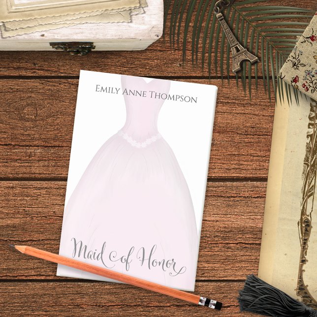 Wedding Maid of honor Cute Pink Dress Post-it Notes (Creator Uploaded)