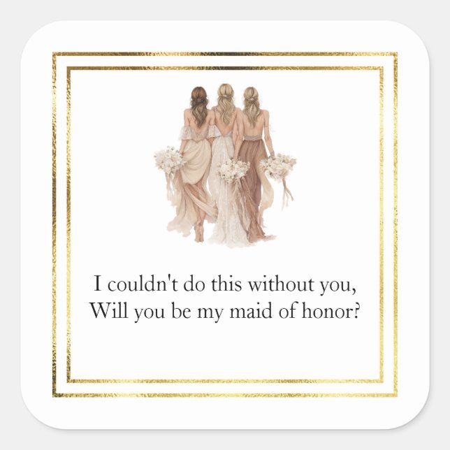 Wedding Maid of Honor Gift Stickers (Front)