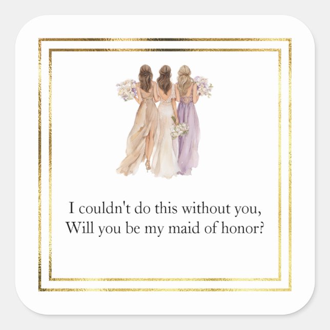 Wedding Maid of Honor Gift Stickers (Front)