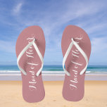 Wedding Maid of Honor Trendy Dusty Rose Flip Flops<br><div class="desc">Gift your wedding bridesmaids with these stylish Maid of Honor flip flops that are a trendy,  dusty rose color along with white,  stylized script to complement your similar wedding color scheme. Select foot size along with other options. You may customize your flip flops to change color to your desire.</div>