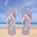 Wedding Maid of Honor Trendy Mauve Flip Flops<br><div class="desc">Gift your wedding bridesmaids with these stylish Maid of Honor flip flops that are a trendy mauve/pale purple color along with white,  stylized script to complement your similar wedding color scheme. Select foot size along with other options. Available in many,  popular bridesmaid wedding color schemes.</div>
