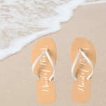 Wedding Maid of Honor Trendy Peach Flip Flops<br><div class="desc">Gift your wedding bridesmaids with these stylish Maid of Honor flip flops that are a trendy peach color along with white, stylized script to complement your similar wedding color scheme. Select foot size along with other options. You may customize your flip flops to change color or text font style to...</div>