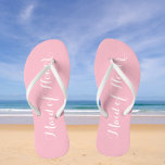 Wedding Maid of Honor Trendy Pink Flip Flops<br><div class="desc">Gift your wedding bridesmaids with these stylish Maid of Honor flip flops that are a trendy,  light pink color along with white,  stylized script to complement your similar wedding color scheme. Select foot size along with other options. Available in many,  popular bridesmaid wedding color schemes.</div>